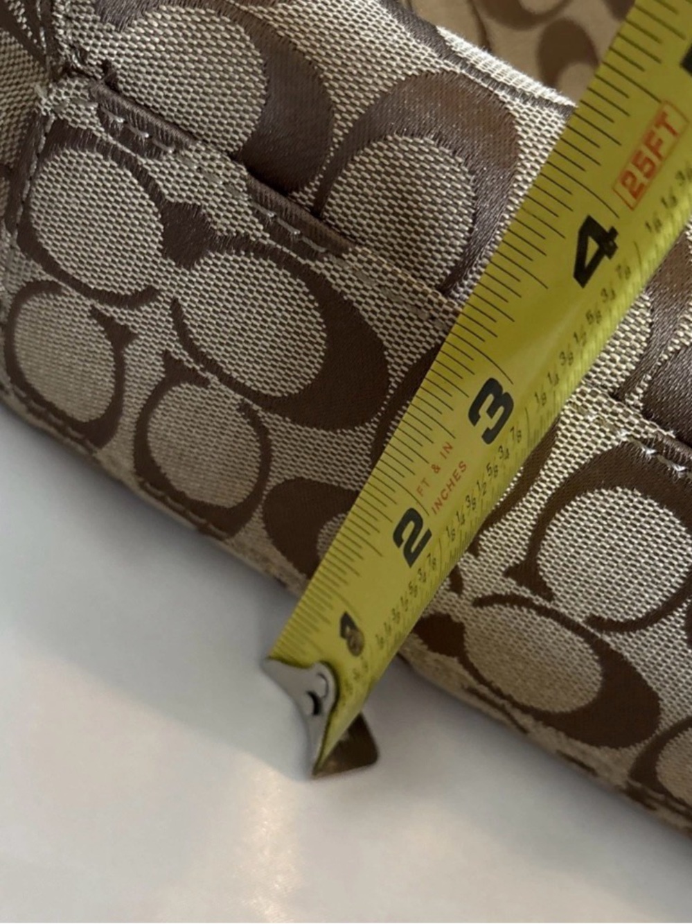 Coach Penelope Hippie Hobo Handbag Shoulder Bag F13744 Purse Khaki Putty C Logo - Picture 12 of 16